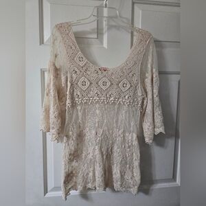 Sheer Lace Cream Top